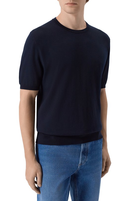 Хлопковый джемпер Kiton UMKXX37 Синий  UMKXX37 Фото 3