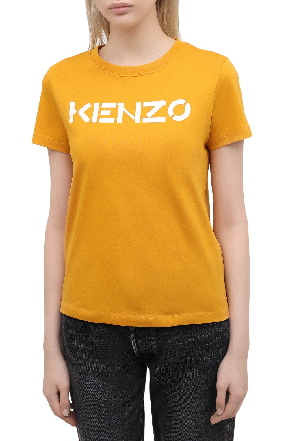 Хлопковая футболка KENZO желтого цвета по цене 11500 руб., арт. FA62TS8414SJ, фото 3 Хлопковая футболка KENZO, арт. FA62TS8414SJ, фото 3