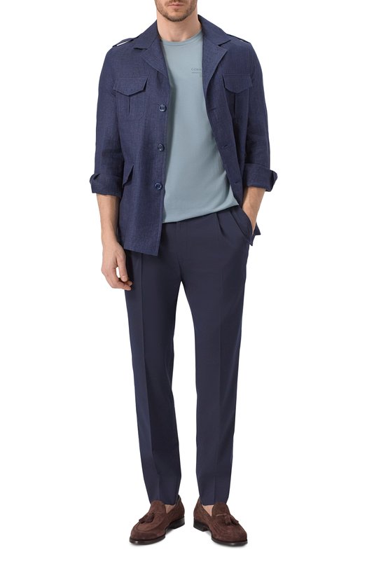 Хлопковая футболка Corneliani 25G580-2525058 Голубой  25G580-2525058 Фото 2