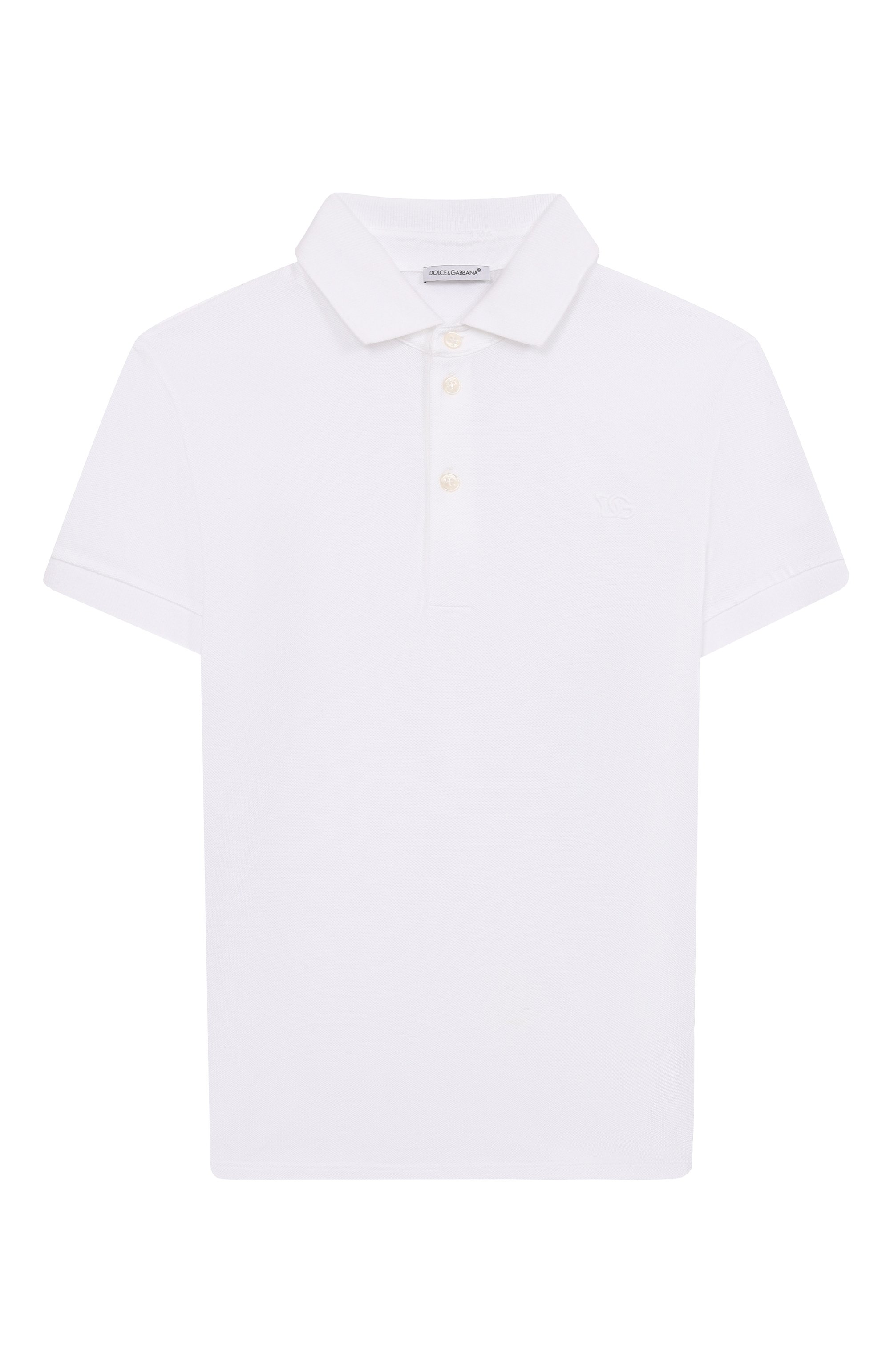 Хлопковое поло DOLCE & GABBANA белого цвета по цене 29650 руб., арт. L4JTCE/G7PLG/8-12+, фото 1 Хлопковое поло DOLCE & GABBANA, арт. L4JTCE/G7PLG/8-12+, фото 1