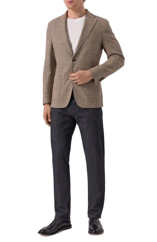 Пиджак из хлопка и вискозы Windsor 13 GIR0 10019382/30046376 Коричневый  13 GIR0 10019382/30046376 Фото 3