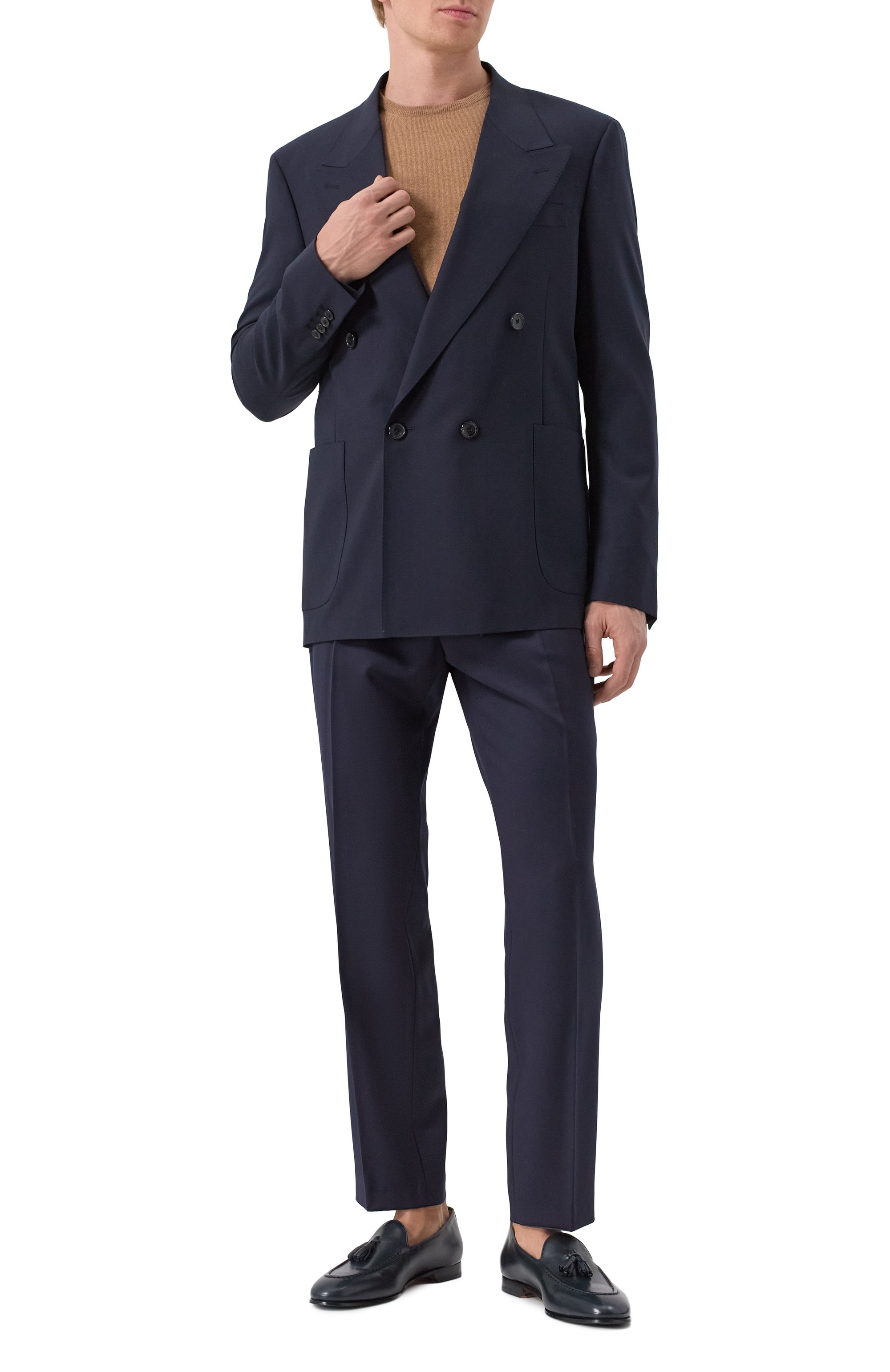 Кожаные лоферы KITON темно-синего цвета по цене 157500 руб., арт. USSA083N0114302, фото 2 Кожаные лоферы KITON, арт. USSA083N0114302, фото 2