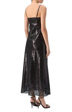 Женское платье с отделкой пайетками THE KOOPLES черного цвета, арт. FR0B30018K | Фото 4 (Длина Ж (юбки, платья, шорты): Макси; Материал сплава: Проставлено; Драгоценные камни: Проставлено; Женское Кросс-КТ: Платье-одежда; Случай: Коктейльный; Стили: Гламурный; Рукава: На бретелях; Материал внешний: Синтетический материал)