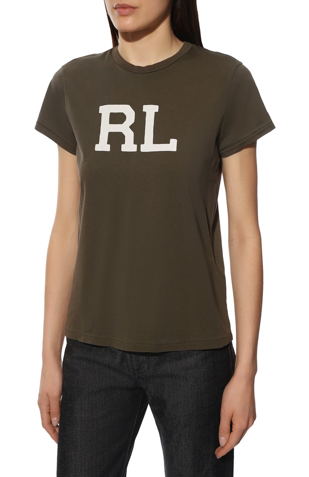 Хлопковая футболка POLO RALPH LAUREN хаки цвета по цене 10450 руб., арт. 211847076, фото 3 Хлопковая футболка POLO RALPH LAUREN, арт. 211847076, фото 3