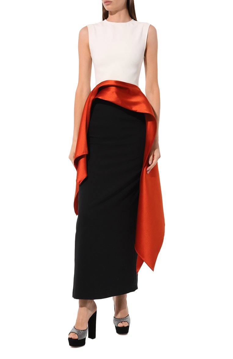 Женское платье SOLACE LONDON разноцветного цвета, арт. 0S33008 | Фото 2 (Рукава: Короткие; Материал подклада: Синтетический материал; Длина Ж (юбки, платья, шорты): Макси; Стили: Гламурный; Случай: Вечерний; Женское Кросс-КТ: Платье-одежда; Драгоценные камни: Проставлено; Материал сплава: Проставлено)