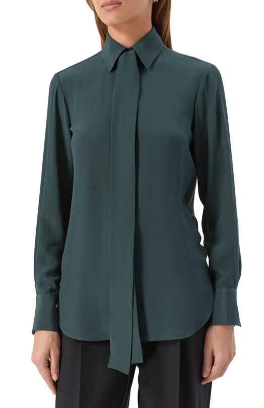 Атласная блузка Kiton D48407 Зелёный  D48407 Фото 3