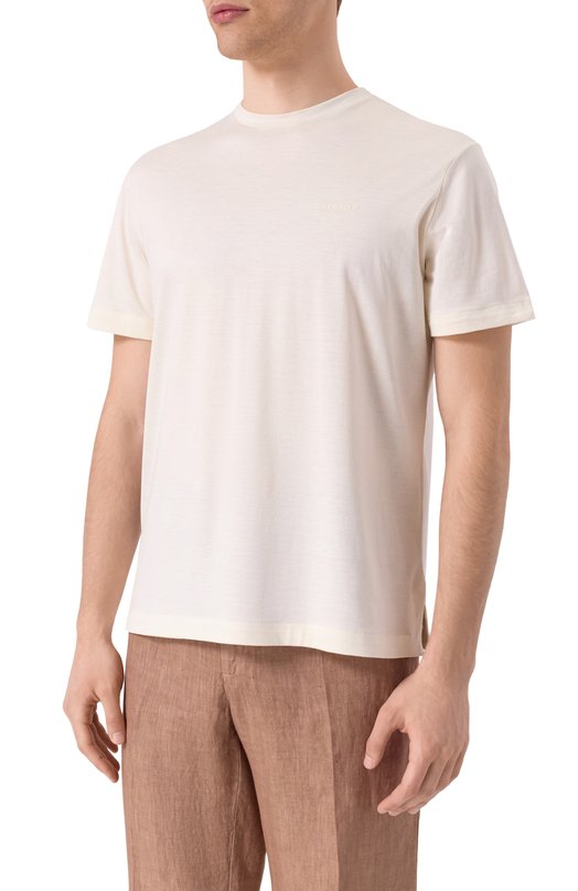 Футболка из шелка и хлопка Colombo TS00404/M0146-J0 Кремовый  TS00404/M0146-J0 Фото 3