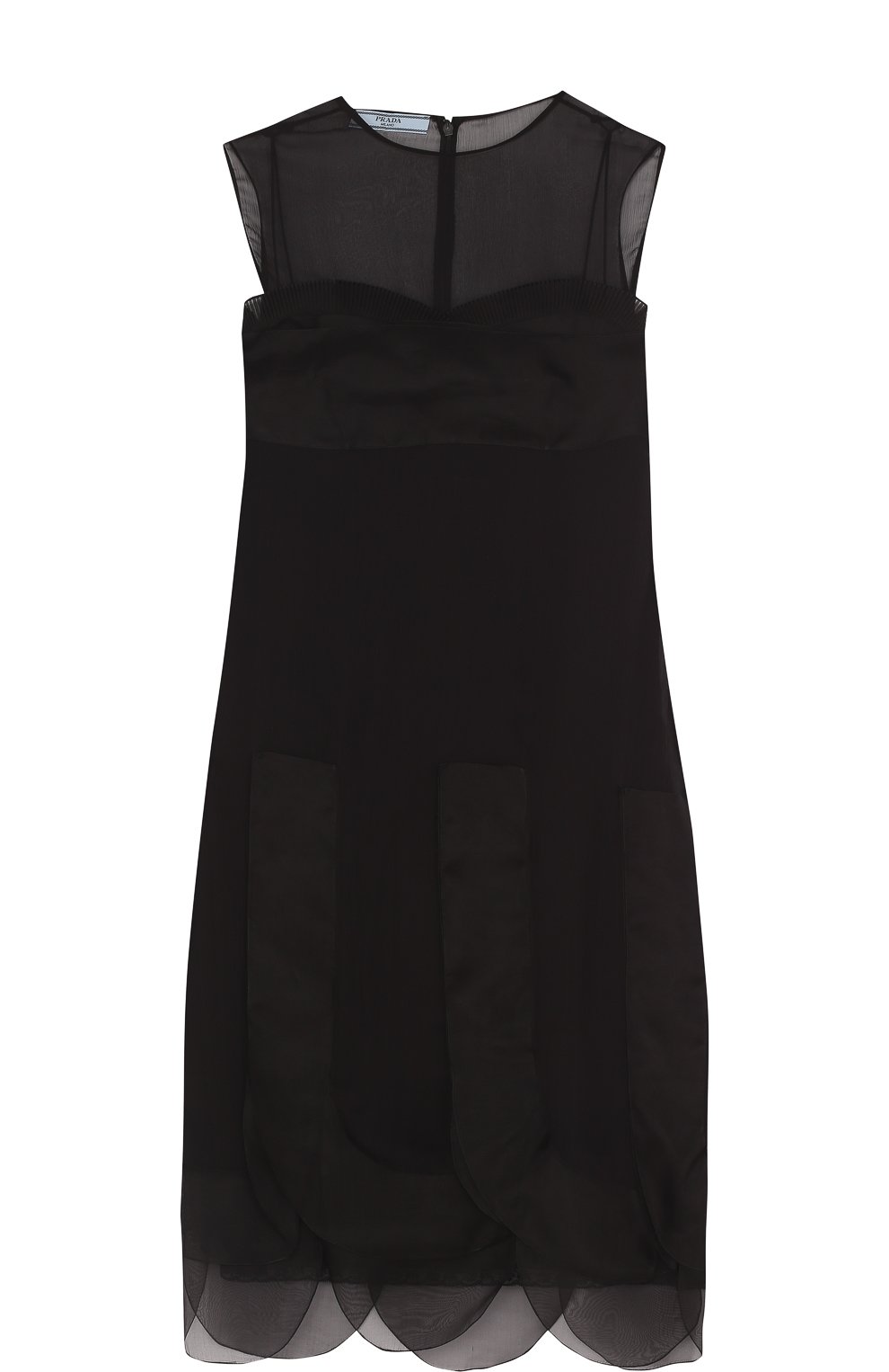 Однотонное мини-платье с фестонами и круглым вырезом PRADA, арт. P35Y6-1QC1-F0806, фото 1