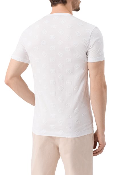Хлопковая футболка DOLCE & GABBANA белого цвета по цене 77700 руб., арт. G8PT1T/G7NWE, фото 4 Хлопковая футболка DOLCE & GABBANA, арт. G8PT1T/G7NWE, фото 4