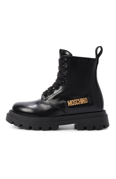 Кожаные ботинки MOSCHINO черного цвета по цене 34750 руб., арт. 84277/VAR1_001, фото 2 Кожаные ботинки MOSCHINO, арт. 84277/VAR1_001, фото 2