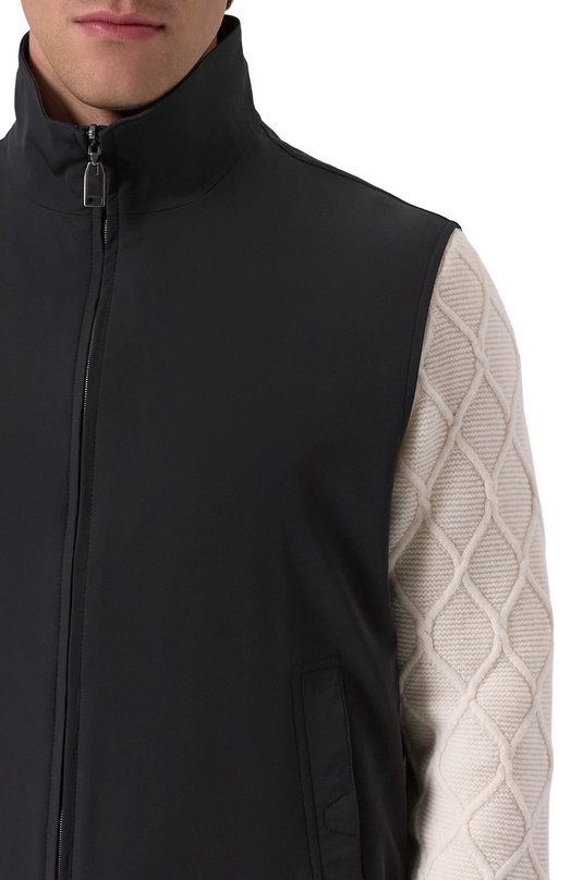 Двусторонний шелковый жилет Brioni SWLU0L-PC40Q Чёрный  SWLU0L-PC40Q Фото 5