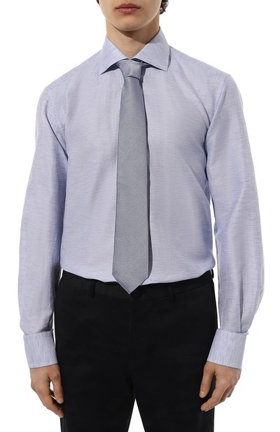 Сорочка из хлопка и шелка STEFANO RICCI голубого цвета по цене 99500 руб., арт. MC000540/R2150, фото 3 Сорочка из хлопка и шелка STEFANO RICCI, арт. MC000540/R2150, фото 3