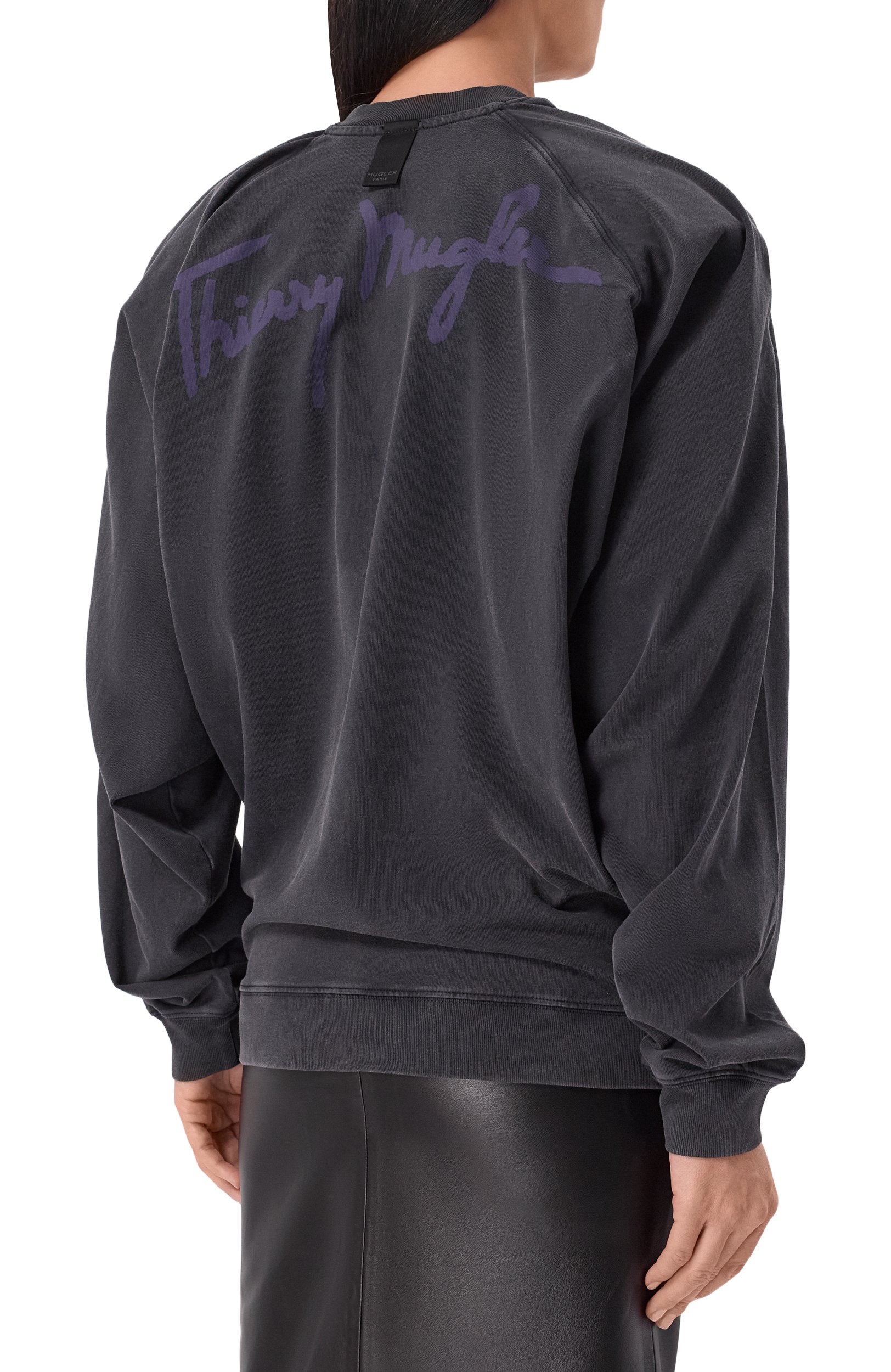 Хлопковый свитшот MUGLER темно-серого цвета по цене 55600 руб., арт. 26F3TS01306032, фото 4 Хлопковый свитшот MUGLER, арт. 26F3TS01306032, фото 4