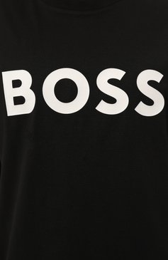 Мужская хлопковая футболка BOSS черного цвета, арт. 50495742 | Фото 5 (Материал внешний: Хлопок; Драгоценные камни: Проставлено; Рукава: Короткие; Материал сплава: Проставлено; Длина (для топов): Стандартные; Принт: С принтом; Стили: Кэжуэл; Кросс-КТ: Джерси; Мужское Кросс-КТ: Футболка-одежда)