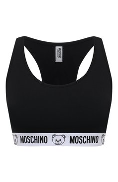 Женский топ-бра MOSCHINO черного цвета, арт. A0801/4406 | Фото 6 (Материал сплава: Проставлено; Нос: Не прост�авлено; Материал внешний: Хлопок)