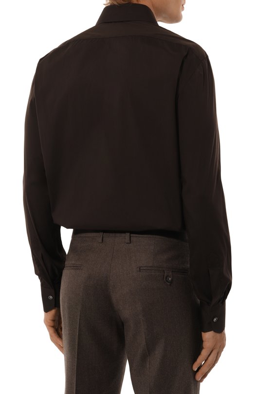 Хлопковая сорочка Kiton UCIH0865407 Коричневый  UCIH0865407 Фото 4