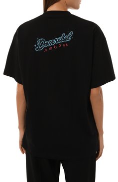 Женская хлопковая футболка DOMREBEL черного цвета, арт. SQUEEZY/T-SHIRT | Фото 4 (Материал сплава: Проставлено; Драгоценные камни: Проставлено; Материал внешний: Хлопок; Рукава: Короткие; Длина (для топов): Удлиненные; Принт: С принтом; Стили: Кэжуэл)