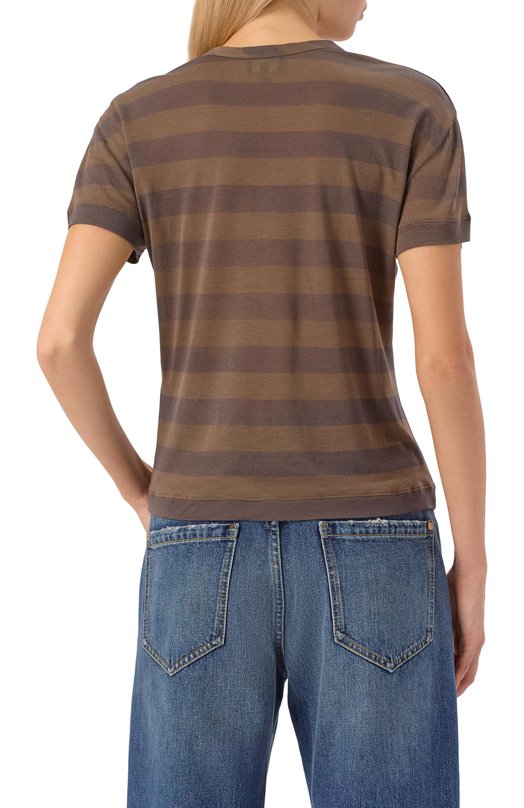 Футболка из лиоцелла и шелка Giorgio Armani GW002080/AF15963 Коричневый  GW002080/AF15963 Фото 4