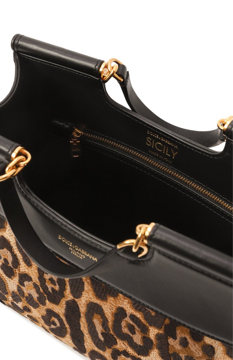 Женская сумка sicily shopper small DOLCE & GABBANA леопардового цвета, арт. BB7728/B6I37 | Фото 5 (Размер: small; Материал: Текстиль; Ремень/цепочка: На ремешке)
