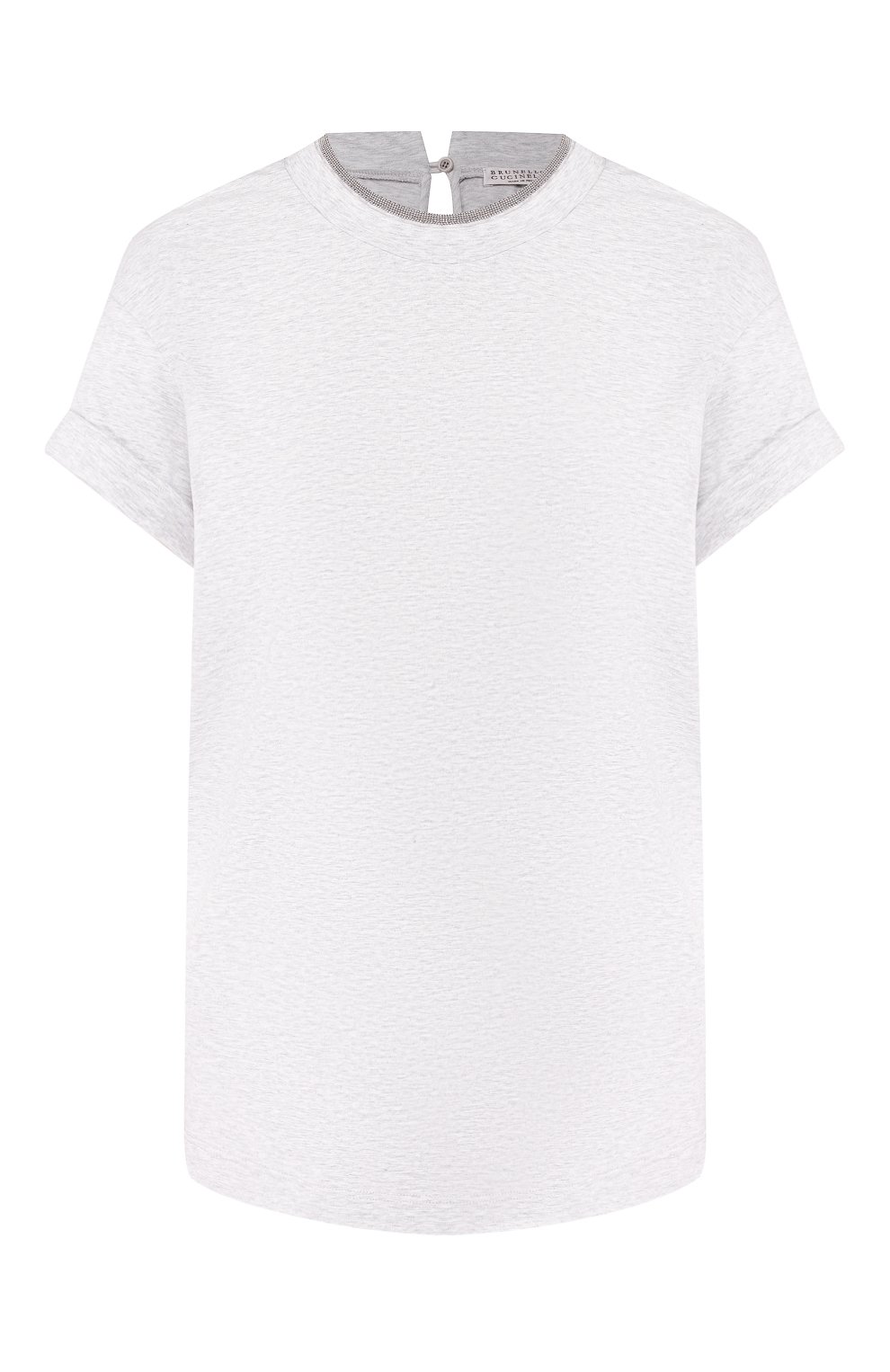 Хлопковая футболка BRUNELLO CUCINELLI светло-серого цвета по цене 49450 руб., арт. M0T18BD200, фото 1 Хлопковая футболка BRUNELLO CUCINELLI, арт. M0T18BD200, фото 1