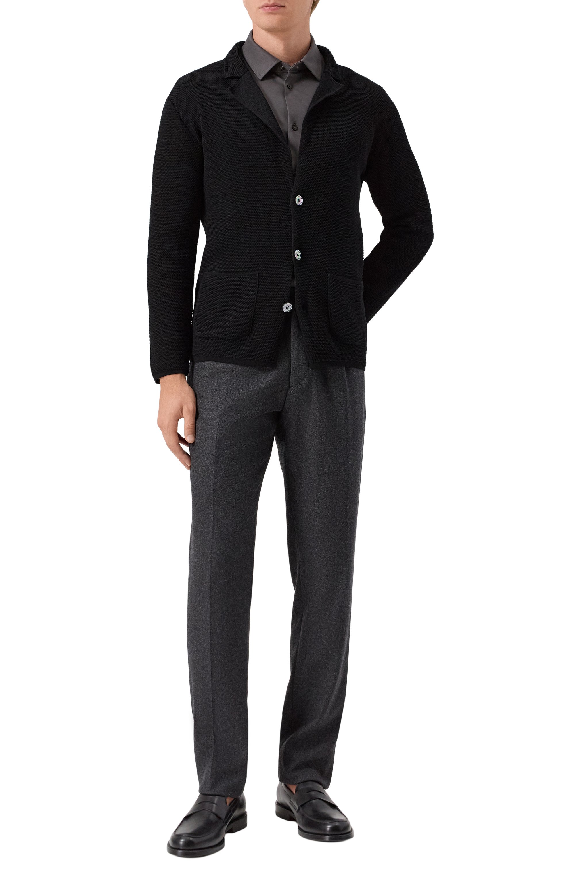 Хлопковая рубашка 12 STOREEZ темно-серого цвета по цене 16000 руб., арт. 131282, фото 2 Хлопковая рубашка 12 STOREEZ, арт. 131282, фото 2