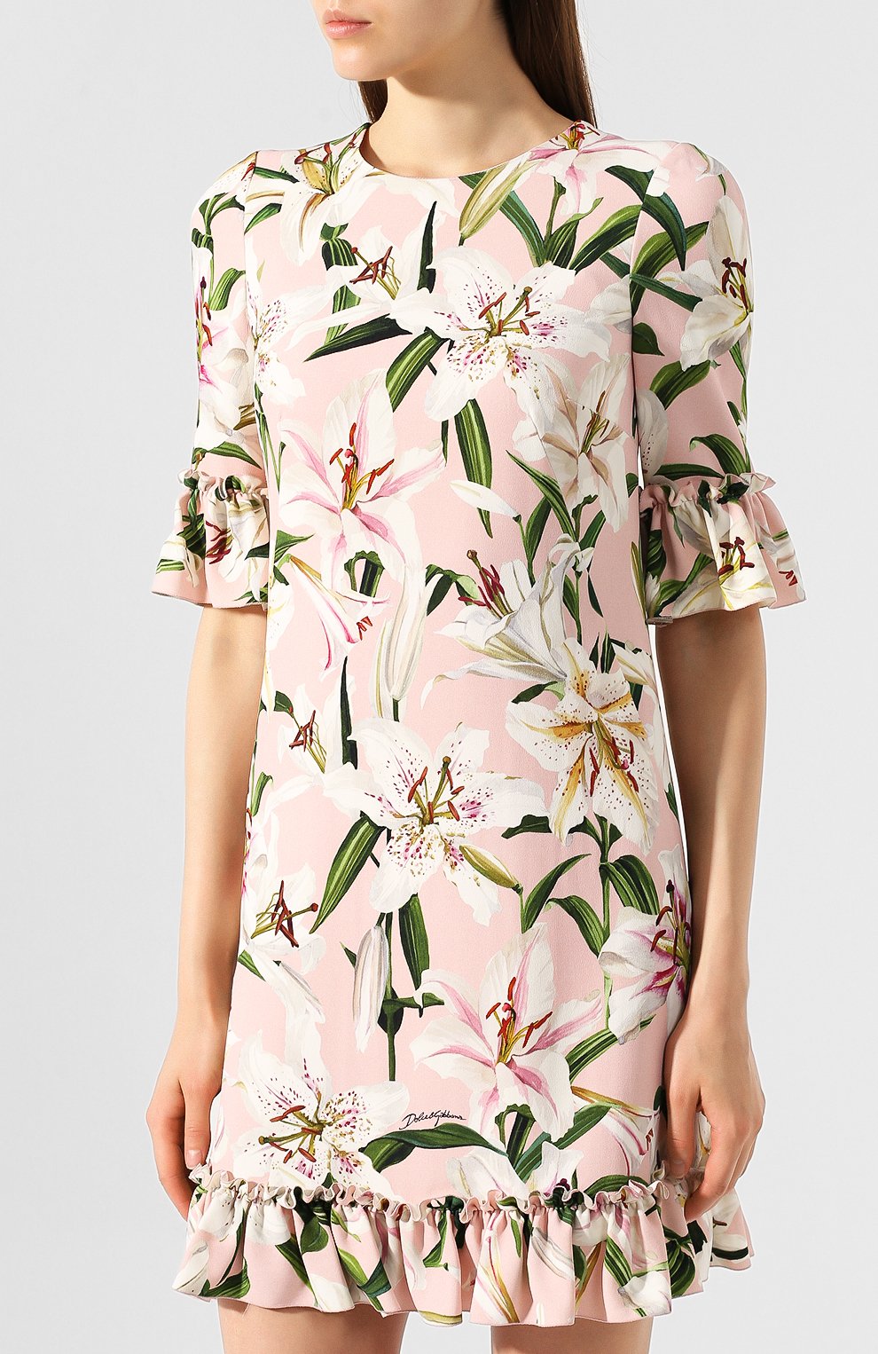 Платье с принтом DOLCE & GABBANA розового цвета по цене 199000 руб., арт. F6E3GT/FSRLJ, фото 3 Платье с принтом DOLCE & GABBANA, арт. F6E3GT/FSRLJ, фото 3