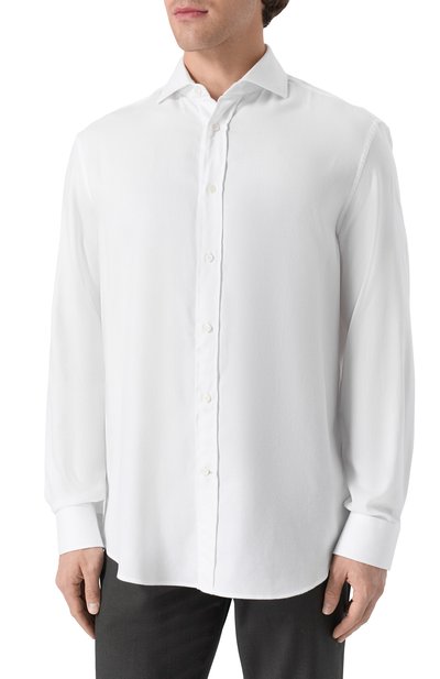Рубашка из хлопка и лиоцелла BRUNELLO CUCINELLI белого цвета по цене 55500 руб., арт. MY6370627, фото 3 Рубашка из хлопка и лиоцелла BRUNELLO CUCINELLI, арт. MY6370627, фото 3