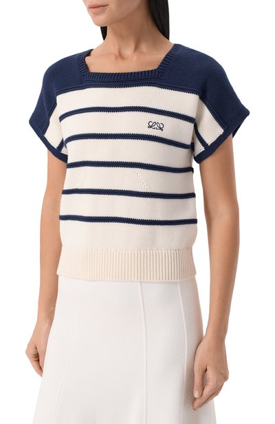Топ из хлопка и шерсти LOEWE белого цвета по цене 95750 руб., арт. S359Y55K79, фото 3 Топ из хлопка и шерсти LOEWE, арт. S359Y55K79, фото 3