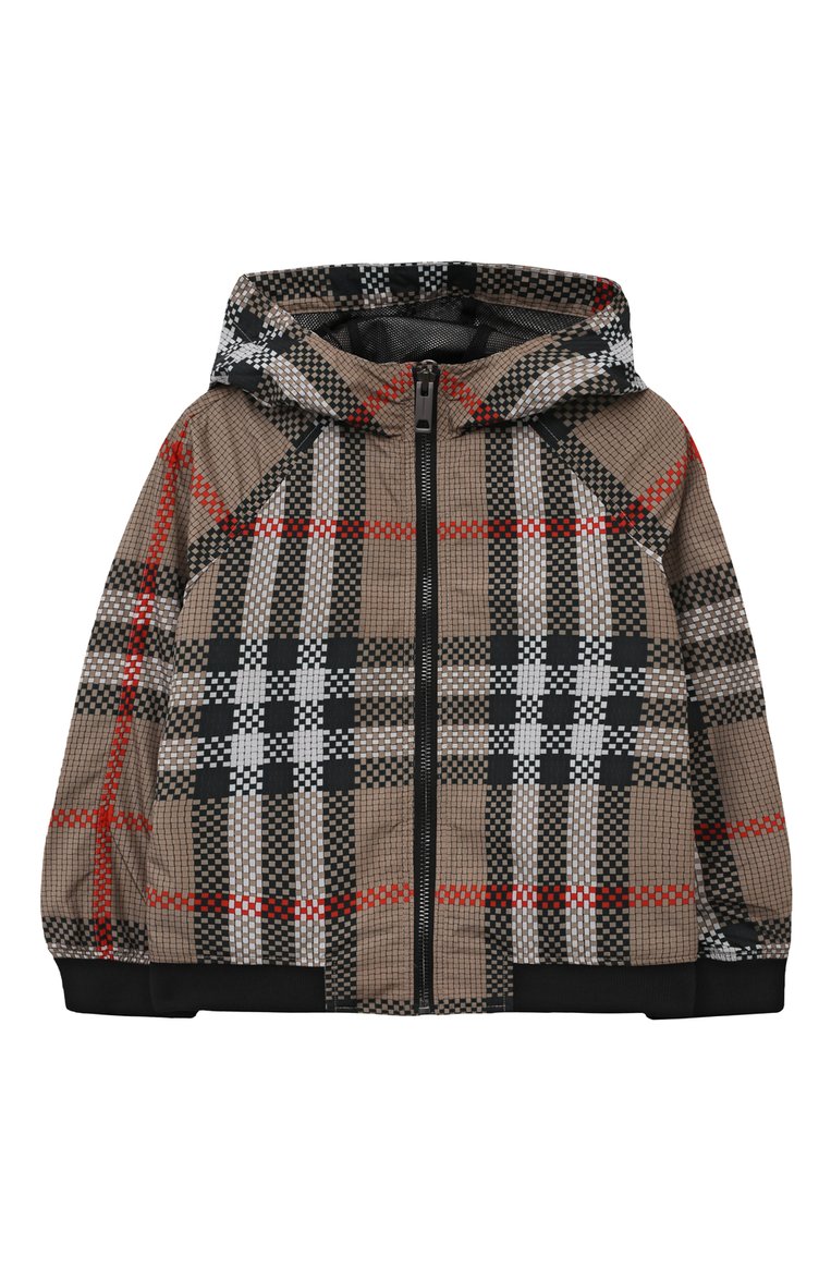 Детского ветровка BURBERRY бежевого цвета, арт. 8069336 | Фото 1 (Рукава: Длинные; Материал внешний: Синтетический материал; Материал сплава: Проставлено; Материал подклада: Синтетический материал; Кросс-КТ: Демисезон, Ветровка; Драгоценные камни: Проставлено)