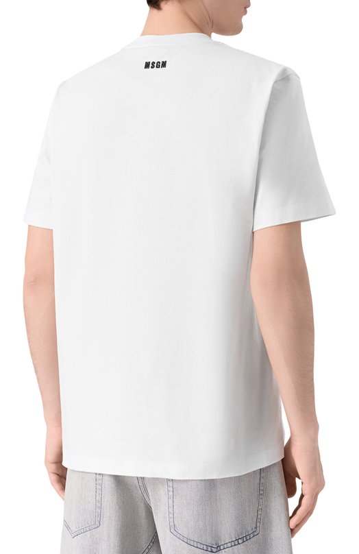 Хлопковая футболка MSGM 4040MM118D/267002 Белый  4040MM118D/267002 Фото 4