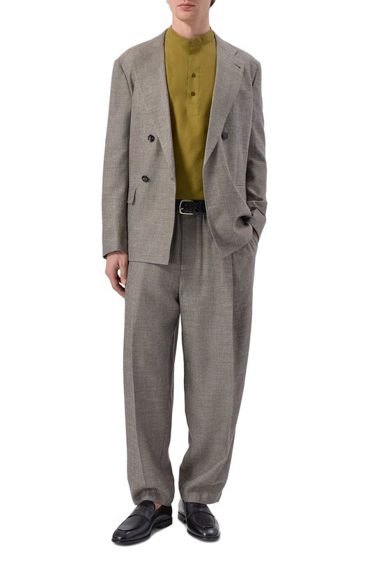 Брюки изо льна и шелка Giorgio Armani GM002253/TE20785 Коричневый  GM002253/TE20785 Фото 2