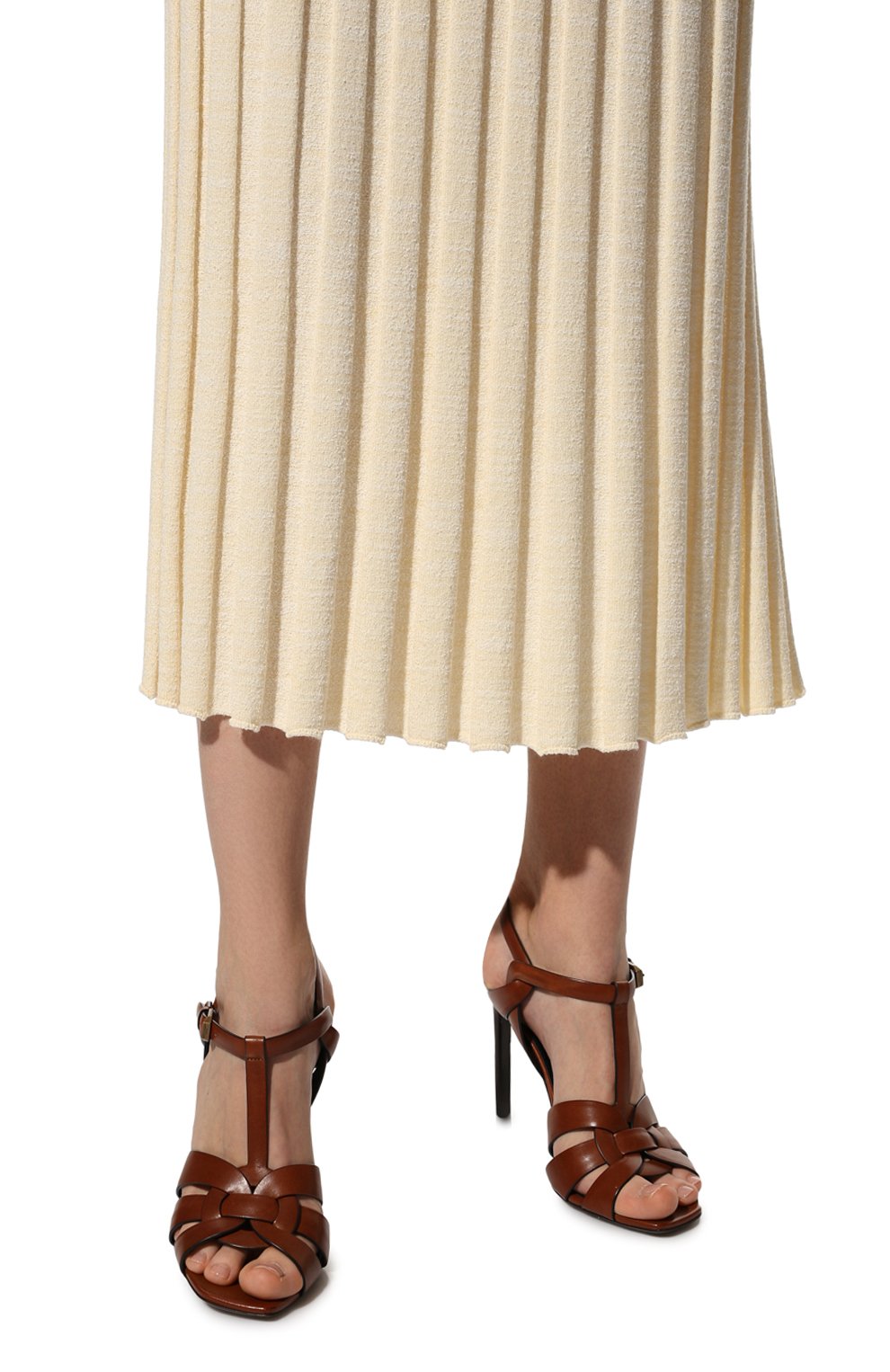 Кожаные босоножки tribute SAINT LAURENT коричневого цвета по цене 85200 руб., арт. 620673/DWE00, фото 3 Кожаные босоножки tribute SAINT LAURENT, арт. 620673/DWE00, фото 3