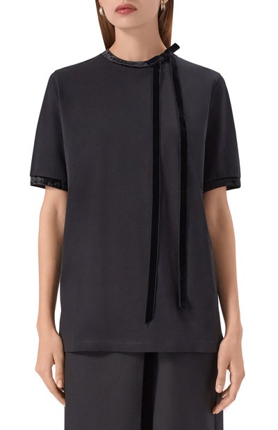 Хлопковый топ NINA RICCI черного цвета по цене 43250 руб., арт. 25AJT0035/C01108, фото 3 Хлопковый топ NINA RICCI, арт. 25AJT0035/C01108, фото 3