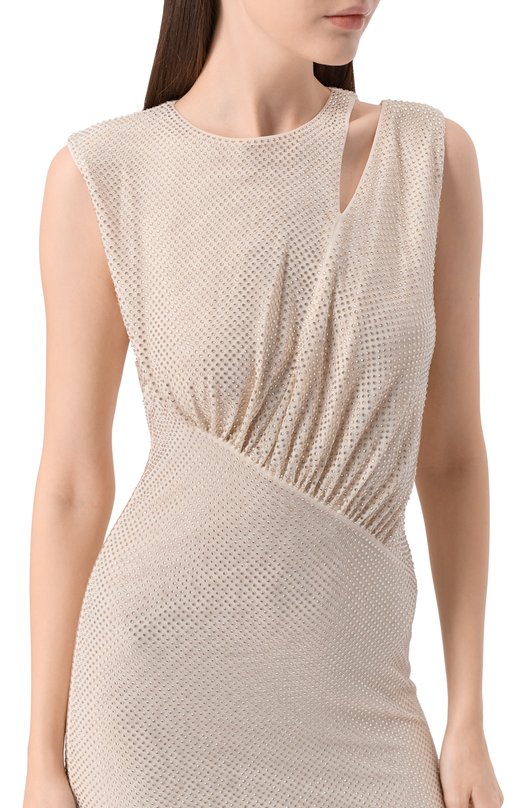 Платье с отделкой стразами self-portrait SC25030MCH Кремовый  SC25030MCH Фото 4