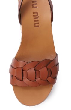 Кожаные босоножки MIU MIU, арт. 5XZ444-3L81-F0ISI-125, фото 4