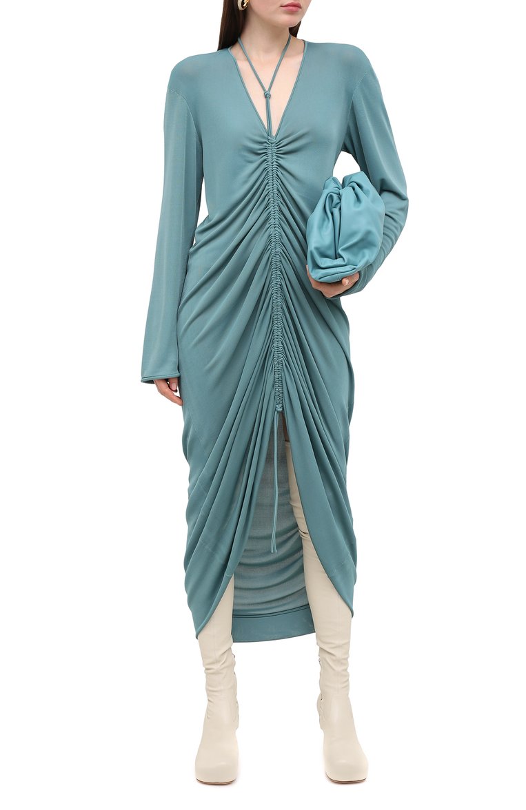 Женское платье из вискозы BOTTEGA VENETA голубого цвета, арт. 627163/VKW00 | Фото 2 (Рукава: Длинные; Женское Кросс-КТ: Платье-одежда; Случай: Вечерний; Материал внешний: Вискоза; Длина Ж (юбки, платья, шорты): Макси; Региональные ограничения белый список (Axapta Mercury): RU; Автоматизация состава: Проставлено; Автоматизация ТО: Проставлено)