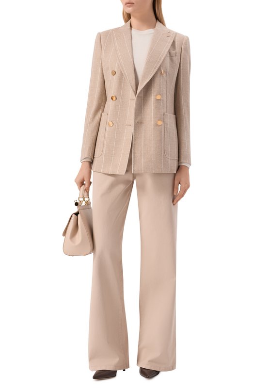 Жакет из шерсти и хлопка Max Mara RI0M Бежевый  RI0M Фото 2