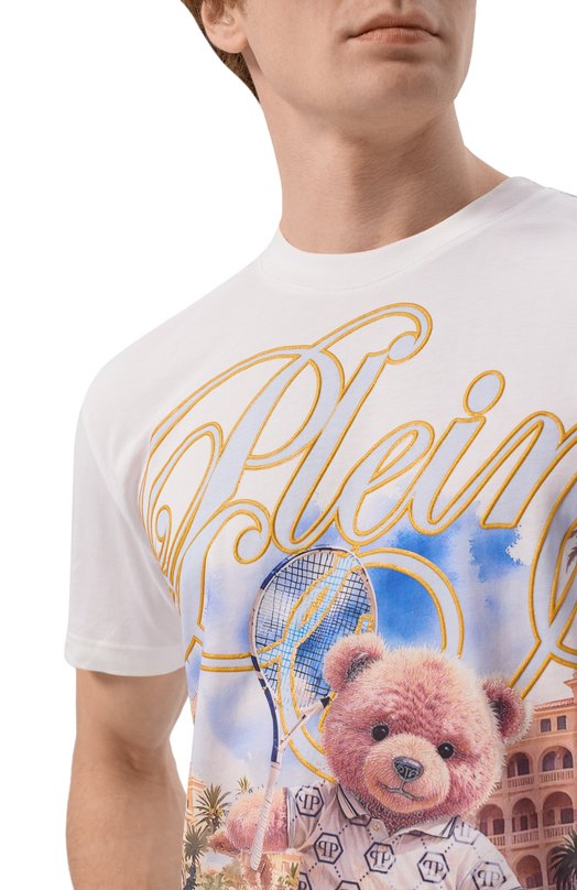 Хлопковая футболка Philipp Plein SAFC MTK8837 PJY002N Белый  SAFC MTK8837 PJY002N Фото 5