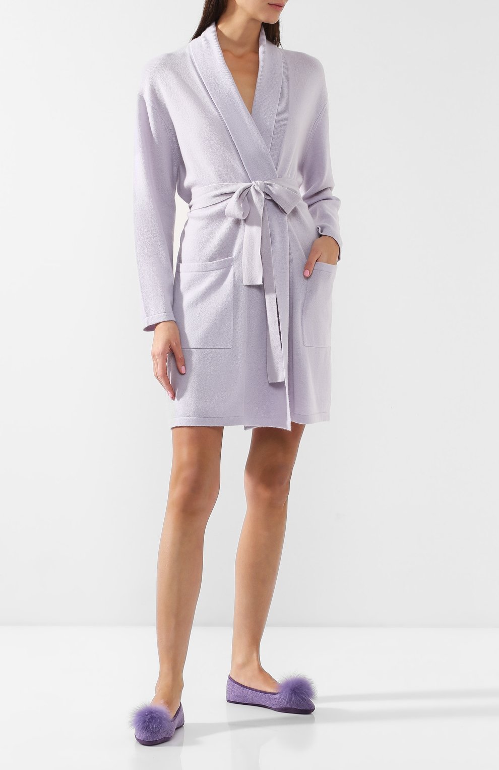 Кашемировые слиперы poline с отделкой из меха лисы LORO PIANA, арт. FAI3594, фото 2