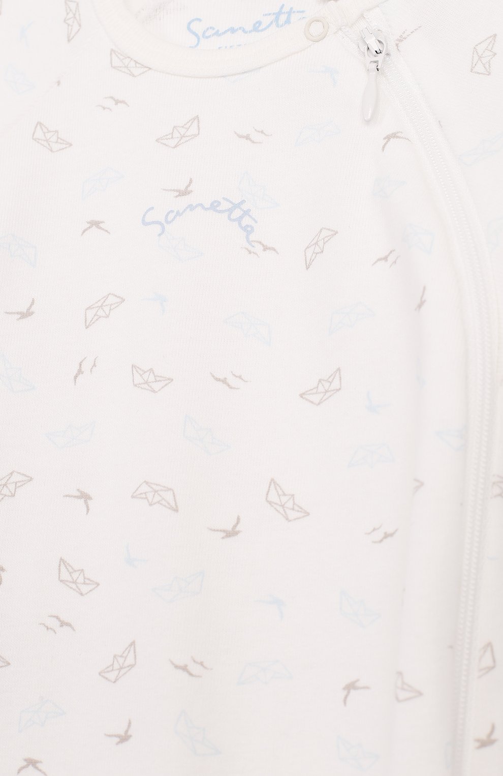 Хлопковый комбинезон с принтом SANETTA белого цвета по цене 3995 руб., арт. 901611, фото 3 Хлопковый комбинезон с принтом SANETTA, арт. 901611, фото 3