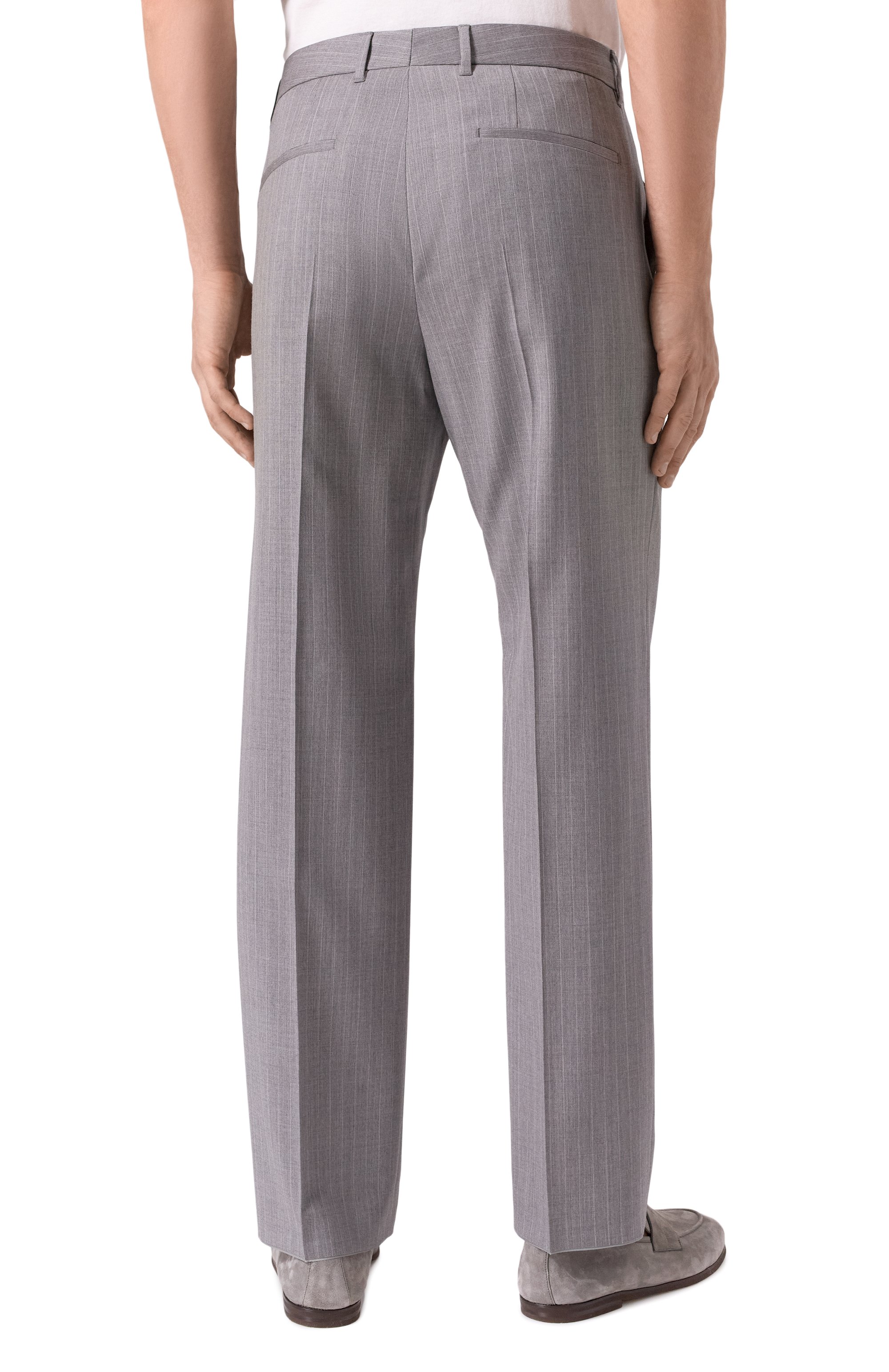 Шерстяные брюки BOSS серого цвета по цене 37300 руб., арт. 50534969, фото 4 Шерстяные брюки BOSS, арт. 50534969, фото 4