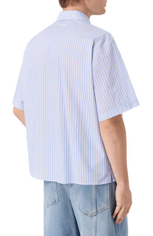 Хлопковая рубашка MSGM 4040ME17X/267055 Голубой  4040ME17X/267055 Фото 4