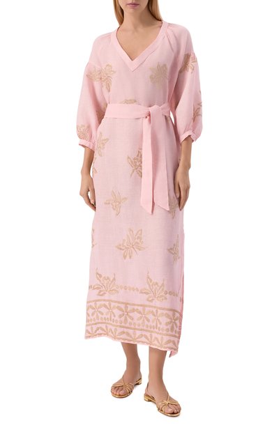 Льняное платье 120% LINO розового цвета по цене 75700 руб., арт. 33ALIW4PLH/000G477, фото 2 Льняное платье 120% LINO, арт. 33ALIW4PLH/000G477, фото 2