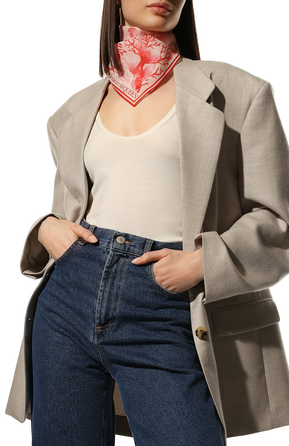 Платок из хлопка и шелка ALEXANDER MCQUEEN, арт. 687460/3624Q, фото 3