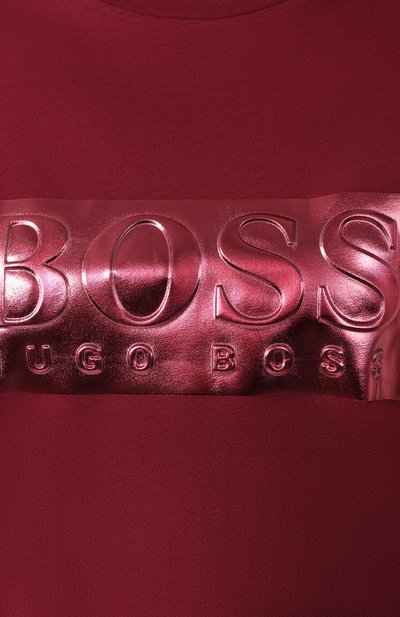 Хлопковая футболка BOSS бордового цвета по цене 4300 руб., арт. 50419435, фото 5 Хлопковая футболка BOSS, арт. 50419435, фото 5