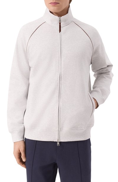 Хлопковая толстовка BRUNELLO CUCINELLI светло-серого цвета по цене 165000 руб., арт. MW8639087G, фото 3 Хлопковая толстовка BRUNELLO CUCINELLI, арт. MW8639087G, фото 3