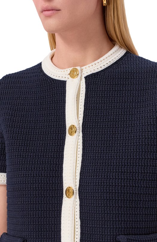 Хлопковый кардиган Gucci 819373/XKE0T Синий  819373/XKE0T Фото 5