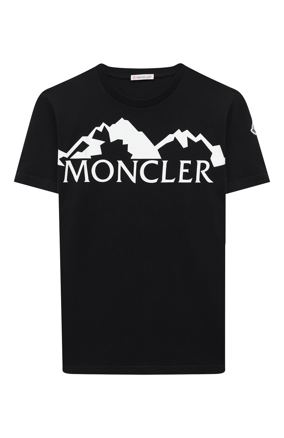 Хлопковая футболка MONCLER черного цвета по цене 15500 руб., арт. F2-954-8C728-20-83092/12-14A, фото 1 Хлопковая футболка MONCLER, арт. F2-954-8C728-20-83092/12-14A, фото 1