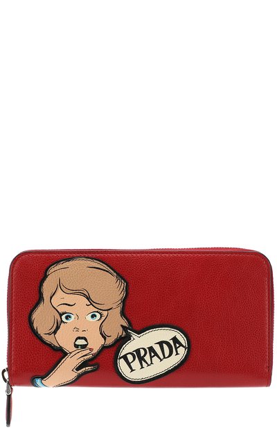 Кожаный кошелек с аппликацией на молнии PRADA, арт. 1ML506- 2BZR-F068Z, фото 1