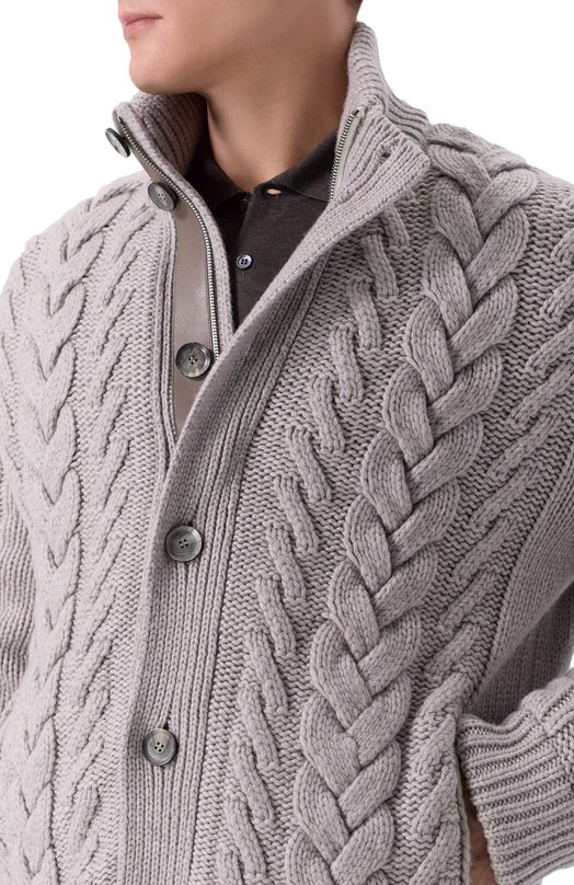 Кашемировый кардиган Brioni UMT30L/0DK15 Серый  UMT30L/0DK15 Фото 5